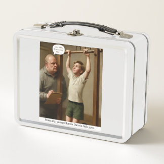 Ironically, young Charles Darwin fails gym. Metal Lunch Box