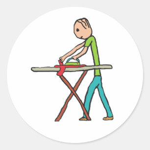 Ironing Classic Round Sticker