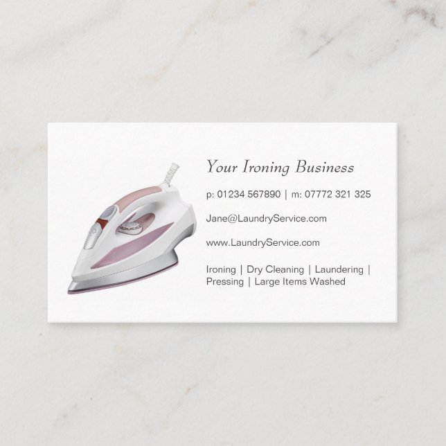 Ironing / Laundry Service Business Card (Front)
