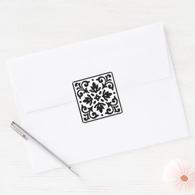 Ironlace Black & White Vintage  Square Sticker (Envelope)