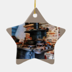 Irons Heating On Stove Ceramic Ornament