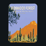 Ironwood Forest National Monument Arizona Vintage  Magnet<br><div class="desc">Ironwood Forest vector artwork design. The park is located in the Sonoran Desert of Arizona.</div>