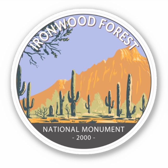Ironwood Forest National Monument Vintage Circle Sticker (Front)
