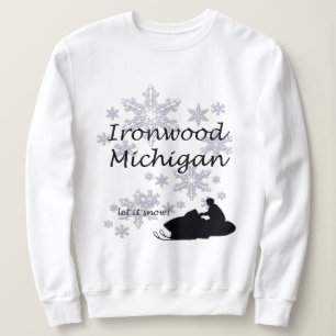Ironwood Michigan Snowmobile Snow Ladies Sweatshirt