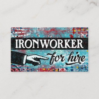 Ironworker For Hire Business Cards - Blue Red by NeatBusinessCards at Zazzle