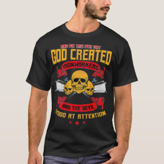 Ironworker Metal Rodbuster Design On Back Of  T-Shirt