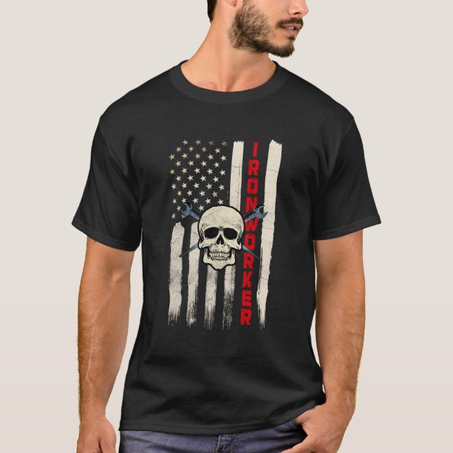 Ironworker Shirts Gift Patriotic American Flag (Front)