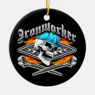 Ironworker Skull and Spud Wrenches Ceramic Ornament