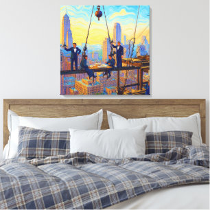 Ironworkers Lunch At The 32 Floor Color Redux Pain Canvas Print