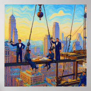 Ironworkers Lunch At The 32 Floor Color Redux Pain Poster