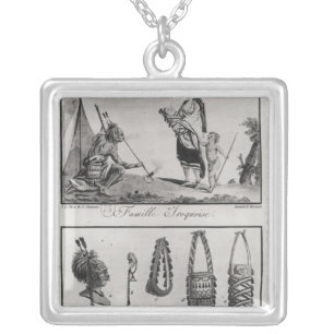 Iroquois family, arms and ornaments silver plated necklace