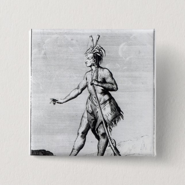 Iroquois Man, inhabitant of Canada Pinback Button (Front)