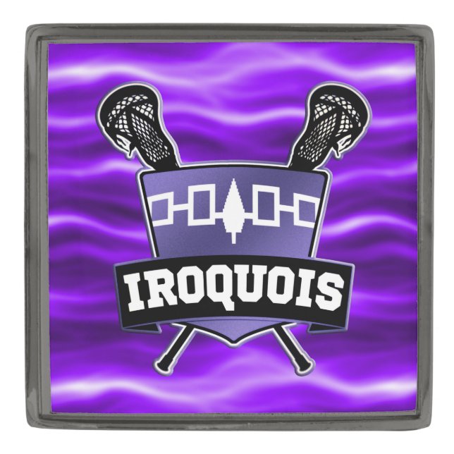 Iroquois Nation Lacrosse Logo Gunmetal Finish Lapel Pin (Front)