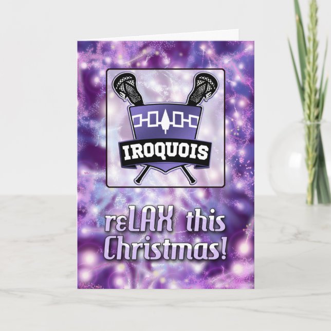 Iroquois Nation Lacrosse Shield Christmas Card (Front)