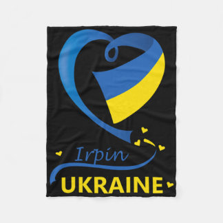Irpin Ukraine National Flag Heart Emblem Crest Fleece Blanket