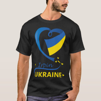 Irpin Ukraine National Flag Heart Emblem Crest  T-Shirt
