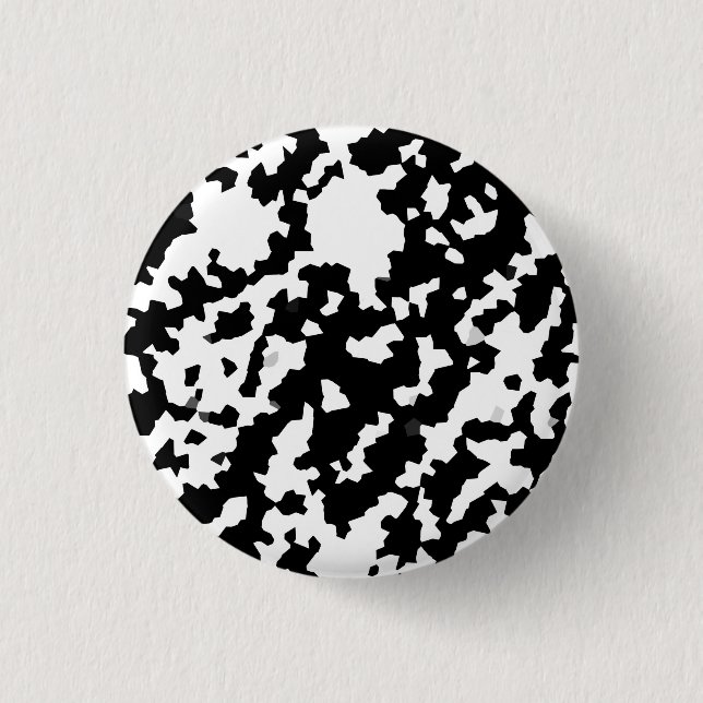Irregular Abstract Mosaic Black and White  Camo Button (Front)