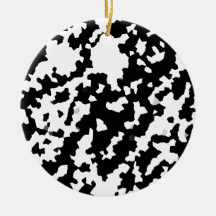 Irregular Abstract Mosaic Black and White Camo Ceramic Ornament
