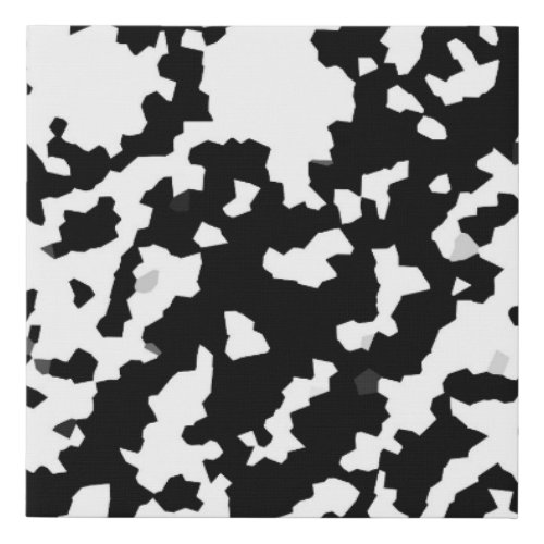Irregular Abstract Mosaic Black and White  Camo Faux Canvas Print