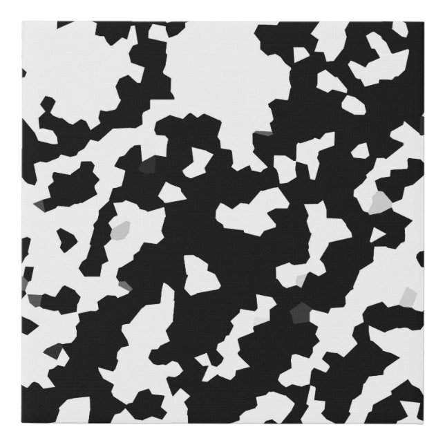 Irregular Abstract Mosaic Black and White  Camo Faux Canvas Print (Front)