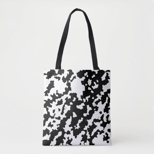 Irregular Abstract Mosaic Black and White  Camo Tote Bag (Front)