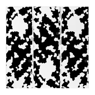 Irregular Abstract Mosaic Black and White Camo Triptych
