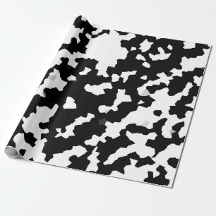 Irregular Abstract Mosaic Black and White  Camo Wrapping Paper