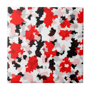 Irregular Abstract Pattern Red Black White Design Ceramic Tile