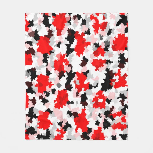 Irregular Abstract Pattern Red Black White Design Fleece Blanket (Front)