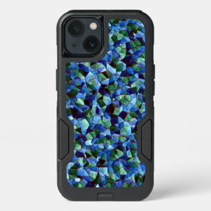 Irregular and disorganized mosaic overlaid blue iPhone 13 case