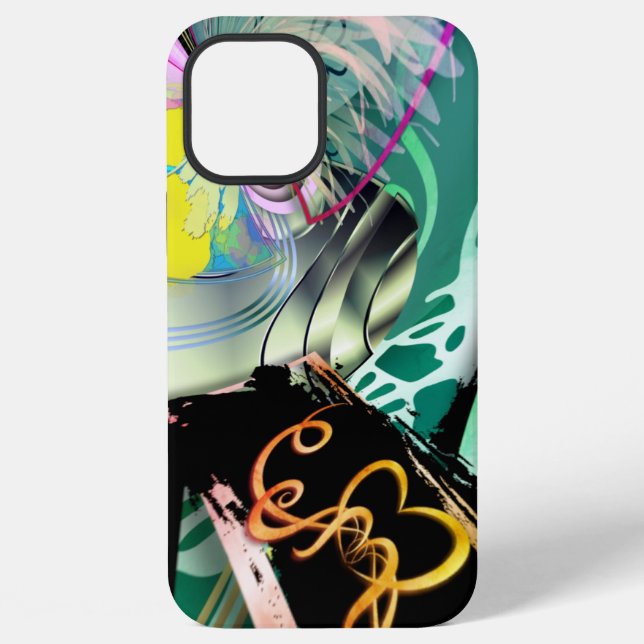 Irregular curved panorama of shapes and objects th iphone case (Back)