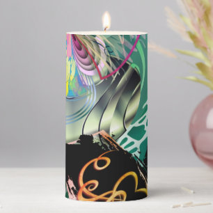 Irregular curved panorama of shapes and objects th pillar candle