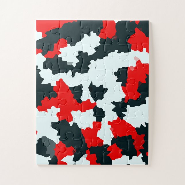 Irregular Geometric Abstract Mosaic Camouflage Jigsaw Puzzle (Vertical)
