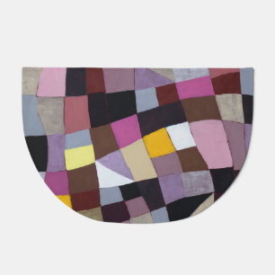 Irregular Grid: Violet-Yellow Abstract Painting. Doormat