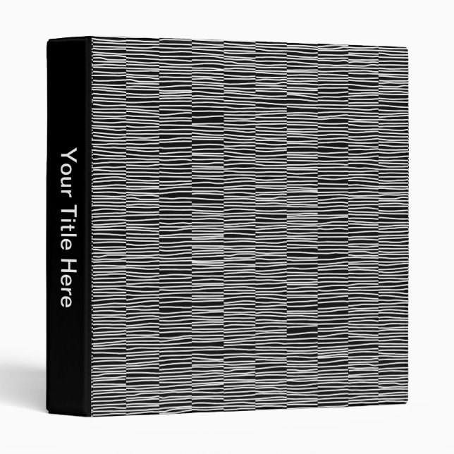 Irregular Lines - White on Black 3 Ring Binder (Front/Spine)