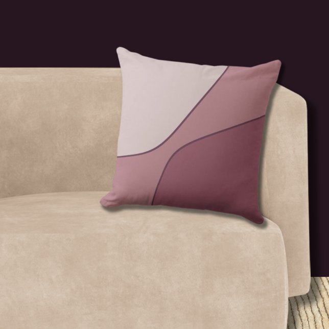 Irregular Pink & Violet Quarter Shapes   Throw Pillow (Organic Shaped Pattern Pink Pillow)