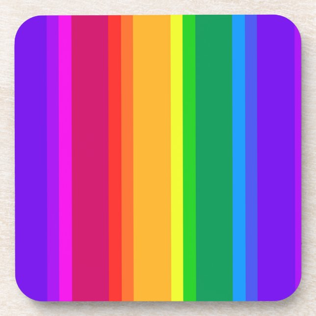 Irregular rainbow stripes beverage coaster (Front)