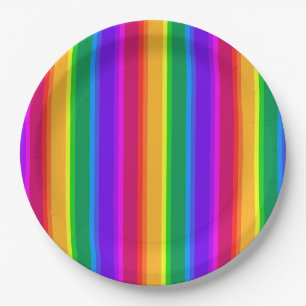 Irregular rainbow stripes paper plates