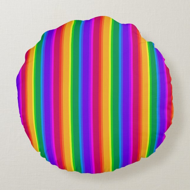 Irregular rainbow stripes round pillow (Back)