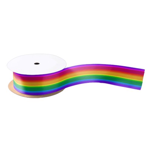 Irregular rainbow stripes satin ribbon