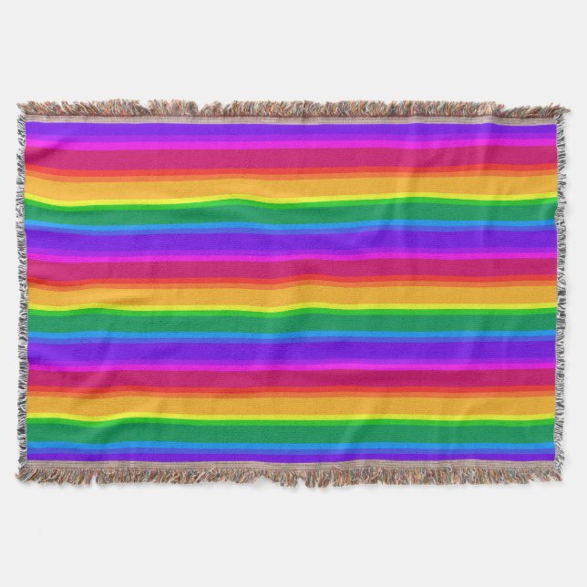 Irregular rainbow stripes throw blanket (Front)