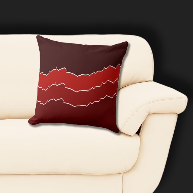 Irregular Red Torn Stripes  Throw Pillow (Irregular Red Torn Striped Pillow)