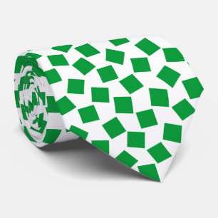 Irregular Squares - Grass Green on White Neck Tie