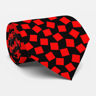 Irregular Squares - Red on Black Neck Tie