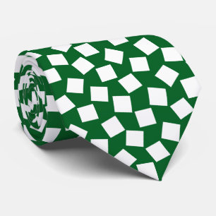 Irregular Squares - White on Forest Green Neck Tie