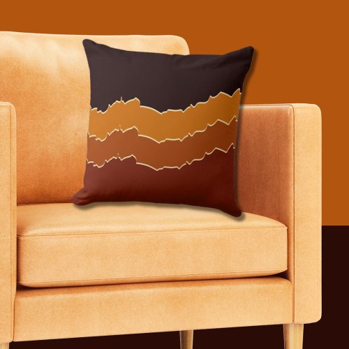 Irregular Torn Warm Orange  Black Stripes  Throw Pillow