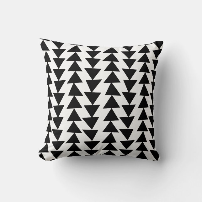 Irregular Triangles - Black on White Throw Pillow (Front)