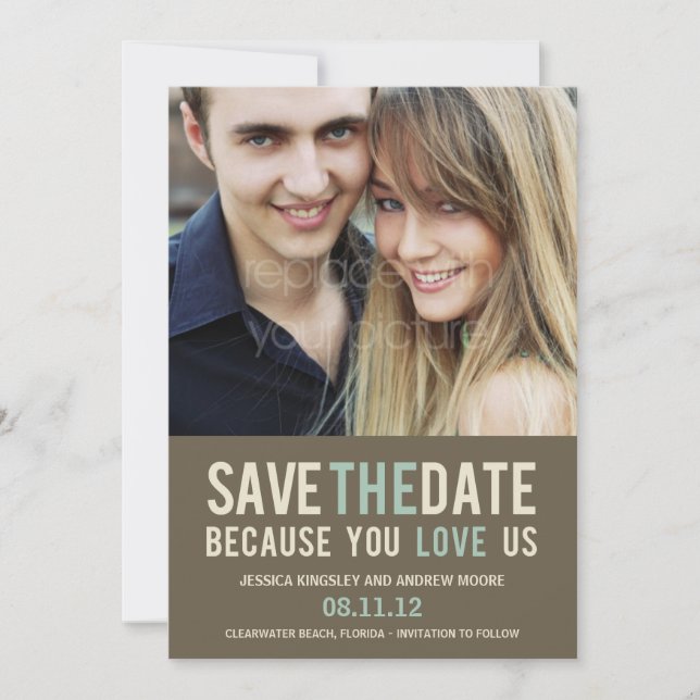 Irresistible Request Photo Save The Date - Gray (Front)