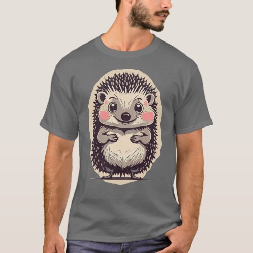 Irresistibly Cute Hedgehog Cartoon T_Shirt