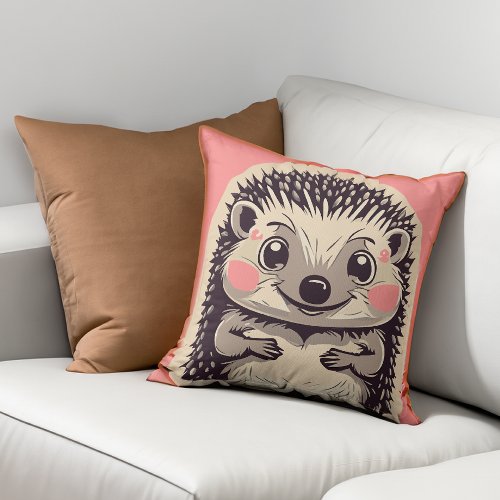 Irresistibly Cute Hedgehog Hedgie Throw Pillow